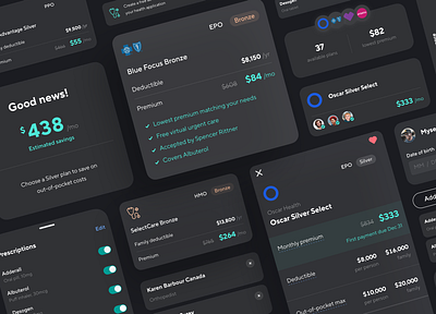 Health toolkit benefits card catch components dark mode design design language designsystem financial fintech health insurance ios mobile product savings toolkit ui ux