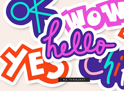 Free Download 5x Trendy Word Sticker Vector & PNG Design design sticker text effect trendy