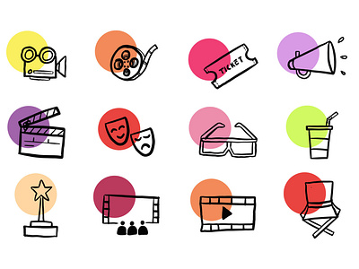 Free Download 15 Movie Icon Hand Drawn (VECTOR)