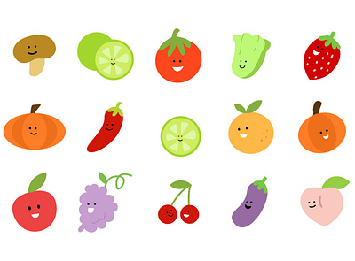 Free Download 15 Cute Fruit Character Illustration cute doodle illustration kawaii trendy