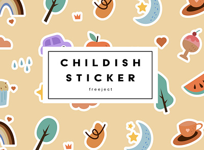 Free Download Childish Sticker Illustration Design (VECTOR) cute flat design hand drawn illustration kawaii