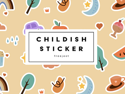 Free Download Childish Sticker Illustration Design (VECTOR)
