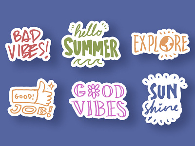 Free Download Fancy Word Stickers Hand Drawn Design