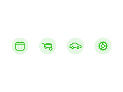 Landscaper Icons 🌿 calendar car design figma icon icon design icons ios minimal settings ui wheelbarrow