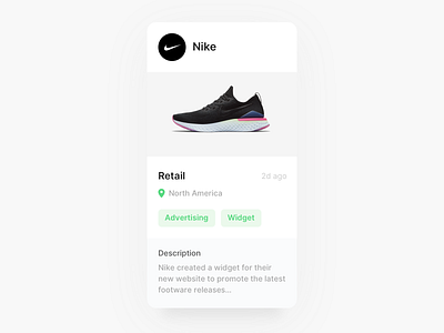 Tile V2 card design desktop light ui minimal nike retail shadows shoe stackla tile ui ux web