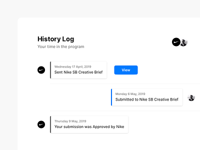 Timeline card design history history log nike stackla timeline timestamp ui ux view