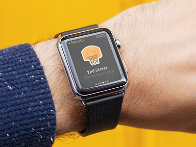 Apple Watch Rebound app apple watch clean dark location map mockup nearby orange photography simple yellow