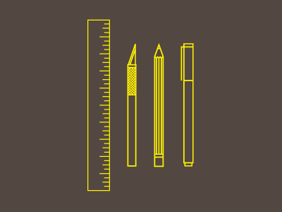 Tools icons illustration pen pencil ruler xacto