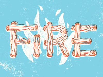 Firewood fire illustration print screenprint texture