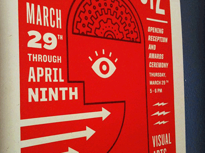 Student Show Poster (artsy-angled photo) french paper orange poster screen print screenprint type typography