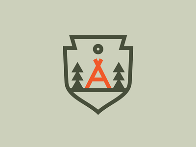 A Tent badge illustration logo patch seal tent tree