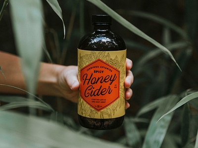Spicy Honey Cider bottle illustration label packaging typography
