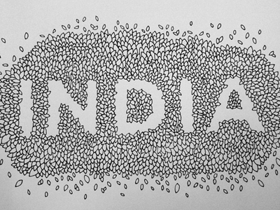 India hand drawn india leaves progress screen print