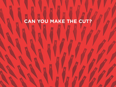 Can you make the cut? blades halftone poster red scholarship screen print xacto