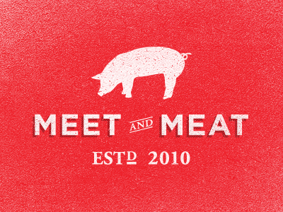 MEET & MEAT logo meat meet pig red texture typography