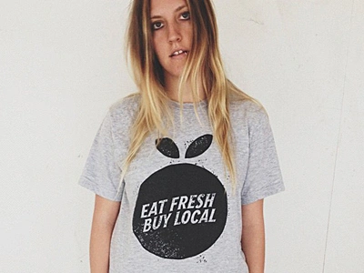 Eat Fresh Buy Local design fruit illustration screen print shirts type