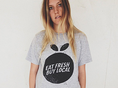 Eat Fresh Buy Local design fruit illustration screen print shirts type
