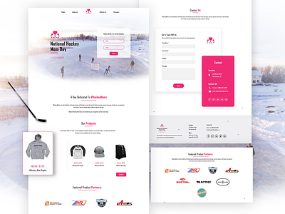 National Hockey Mom Day - Web Design design hockey homepage landing page national hockey pink ui ux web web design winter scene