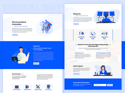 Digital Guys Web Template adobe adobe illustration adobe illustrator cc content design flat homepage icon illustration landing page typography ui ux vector web web design website