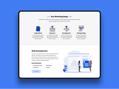 Working Steps content design homepage illustration typography ui ux vector web web design web development working process