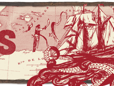 kracken battle battle captain clipper ship frame kracken map pirate sketch texture