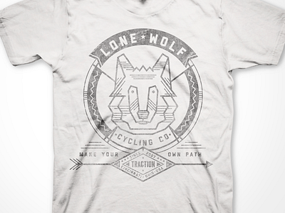 Lone Wolf Cycling Co. bike cincinnati cycling geometric lines lone wolf shirt tire traction wolf