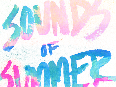 sounds of summer beach brush lettering floral lettering music sounds summer watercolor