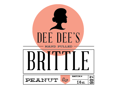 Dee Dee's branding identity label logo packaging peanut brittle silhouette