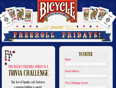 Freeroll Fridays bicycle cards contest form playing cards texture