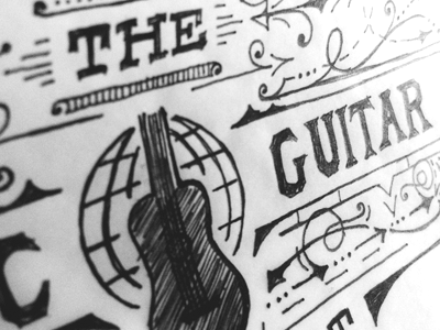 Logo Sketch branding custom type globe guitar illustration lettering logo map sketch typography