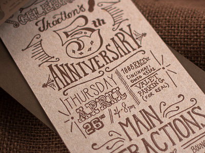 Team Traction 5 yr Invite anniversary custom type hand lettering invitation letterpress team traction traction typography