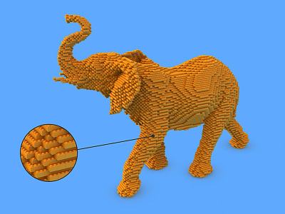 Elephant Lego 3d animation baloom blue cgi elephant lego nature orange studio