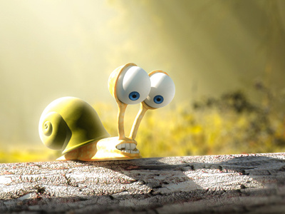 Roy 3d cartoon cgi character snail
