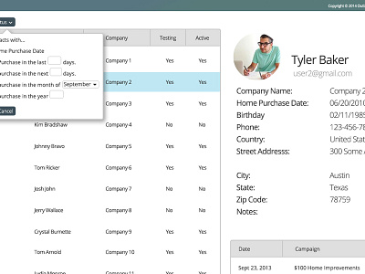 Contacts View app contacts customer grid layout user view