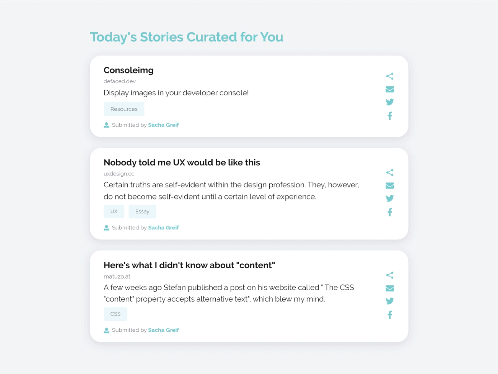 Curated for You 091 adobe xd app blog button clean clean design clean ui concept daily ui dailyui design minimalist prototyping sidebar typography ui ux web xd