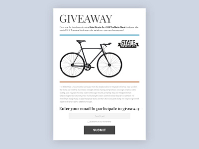 Giveaway 097 adobe xd bicycle black button clean clean design clean ui concept daily ui dailyui design giveaway minimalist serif font typography ui ux web xd