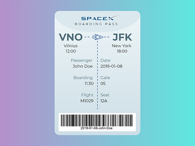 Boarding Pass 024 adobe xd app daily ui dailyui design gradient spacex ui ux