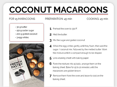 Recipe 040 adobe xd coconut daily ui dailyui design french macaroon pastry photo ui ux web