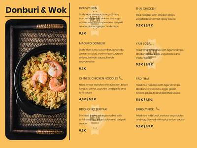 Food/Drink Menu 043 adobe xd app asian daily ui dailyui design food typography ui ux vector web wok
