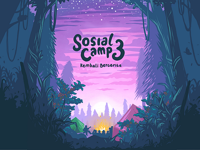 Sosial camp 3 camp camping drawing event illustration outdoor poster