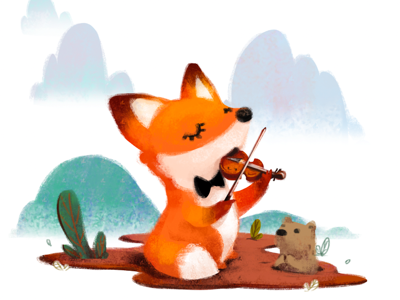Violinist fox having his recital! agency children book design editorial illustration illustrator kidlit kidlitillustration
