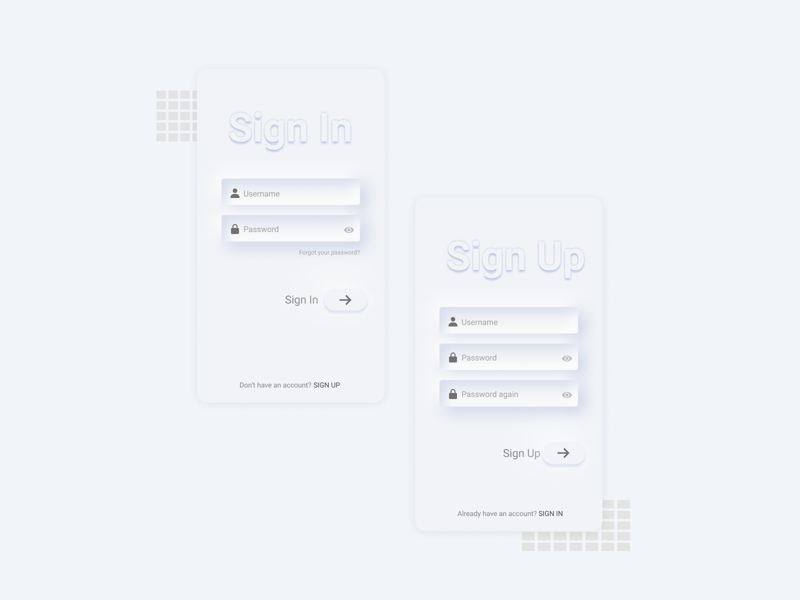 SignIn and SignUp: Soft UI Neumorphism screen by Hitika Jain on Dribbble