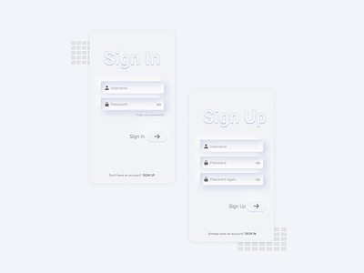 SignIn and SignUp: Soft UI Neumorphism screen