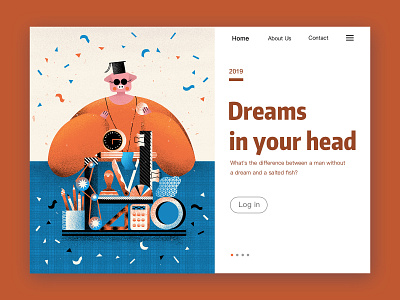 Dream color design dream head homepage illustration pig ui