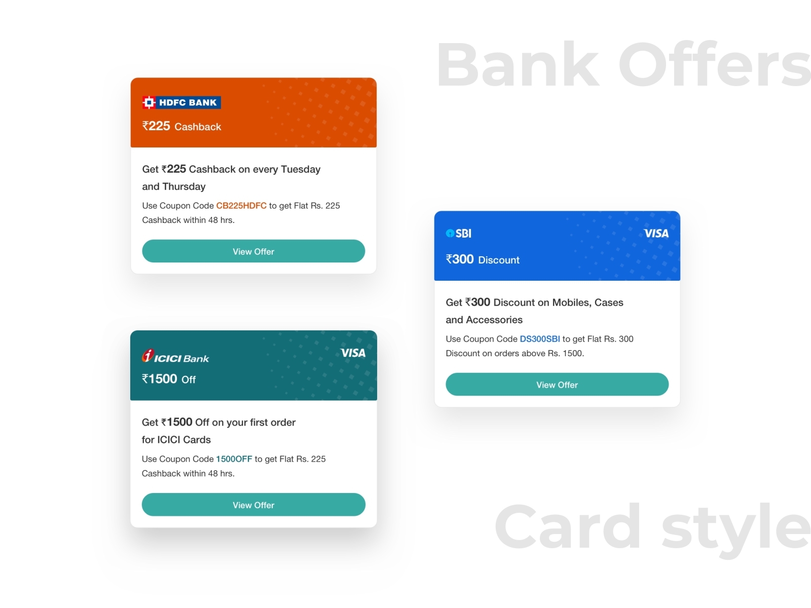 Bank Offers Card Style by Harsha Vardhan Iln on Dribbble