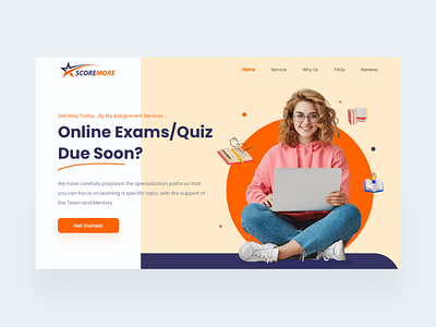 Website Landing Design branding education exam home homepage landing page login online exam uiux website