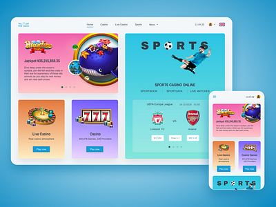 Online Casino - 805 Casino blue clean colorful gradient online casino pogo responsive ui ui ux ui design web design