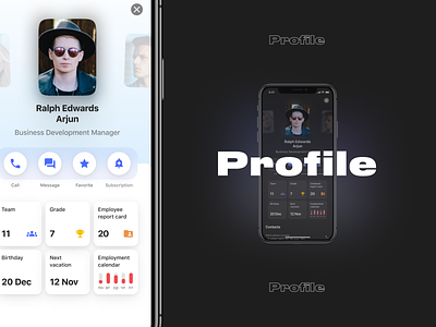 Profile Profile Profile cards corporate darktheme design foto interface profile uiux widgets