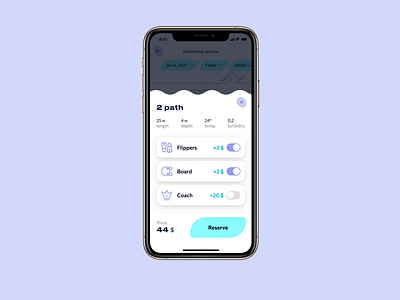 Reserve swimming pool path blue booking design figma interface ios mobile pool rent reserve swimming swimming pool switch ui ux water wave