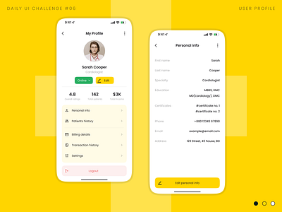 Daily UI Challenge #6 (User Profile Design)